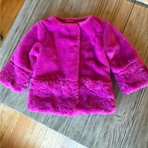 Cat & Jack Vibrant Fuchsia Fuzzy Jacket 12M Girls